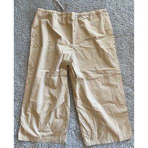 Prospirit XL Tan Drawstring Cropped Cotton Capri Pants.